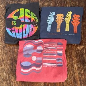 Life Is Good Guitar lot! Sz. Large: 3 shirts